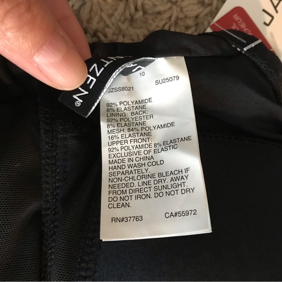 NEW Jantzen Women's Draped Solids Surplice 1-pc Swimsuit Black Size 10 M Modest - Picture 15 of 16